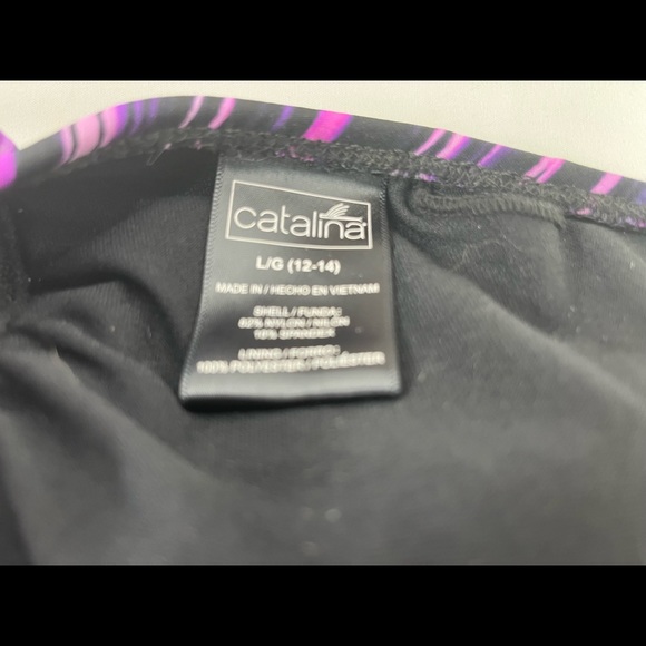 NWOT Catalina Women’s Swimsuit Purple Stripe Sz XL (12-14) Still Has Protection - Picture 9 of 9